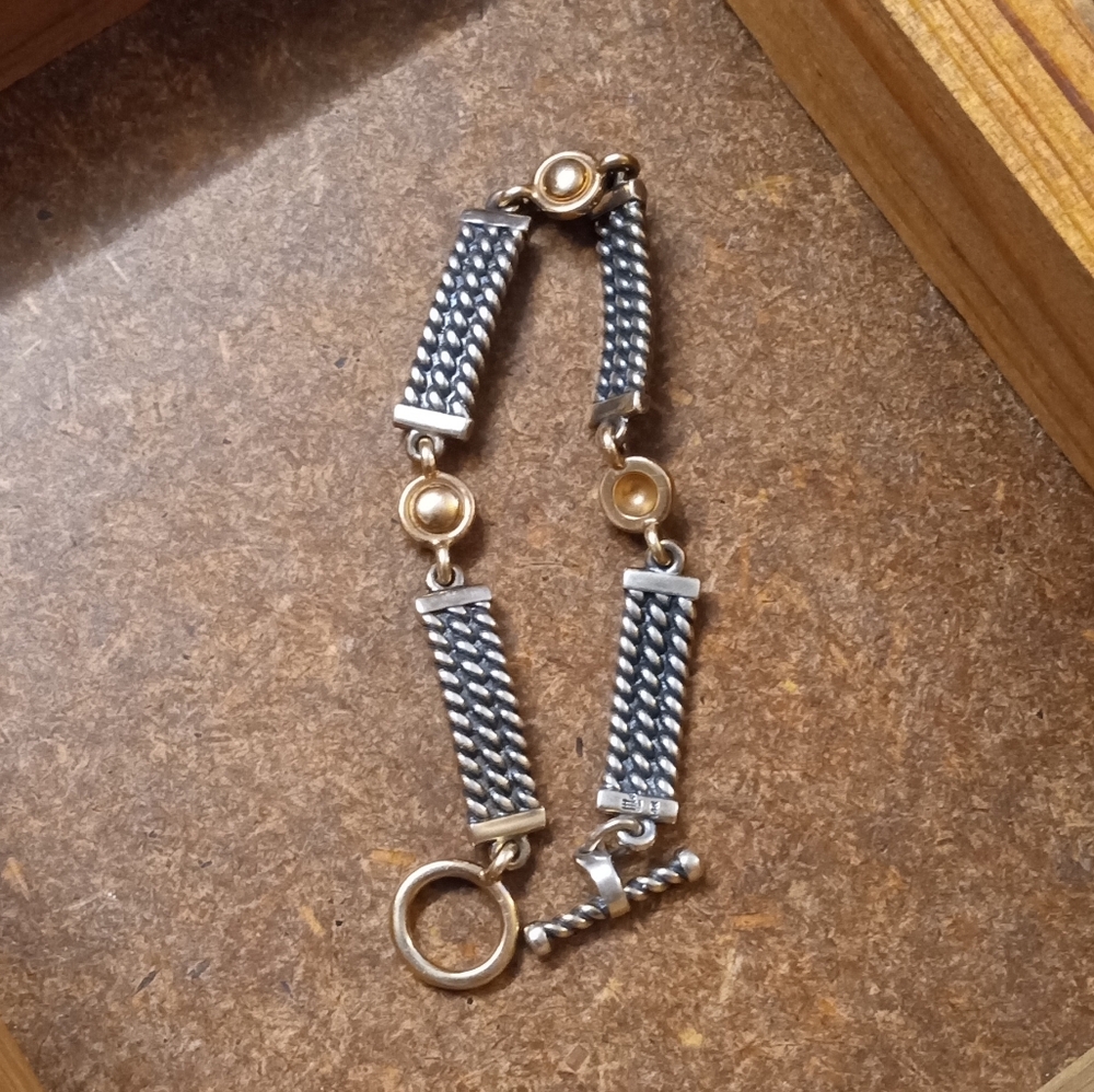 Retired James Avery RARE Bracelet 14kt Gold and Sterling Silver Rope GORGEOUS!